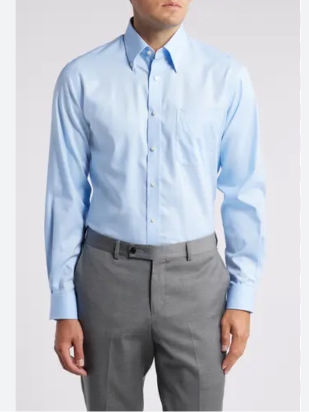 NORDSTROM Trim Fit Non Iron  Light Blue Long-Sleeve Shirt 16 1/2 34-35 NWOT